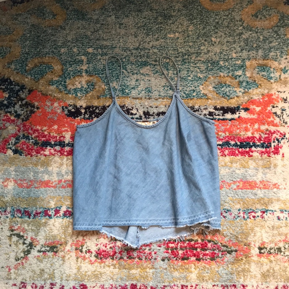 Free people tank top with crochet detail on back